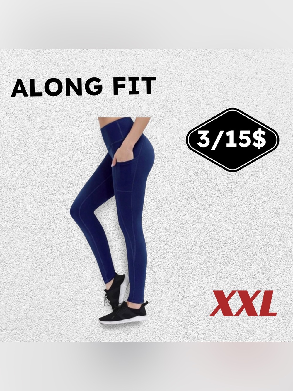 🔶3/15$🇨🇳👍FAIR ALONG FIT | XXL | Blue High Waisted Yoga Leggings + pockets ❗️read